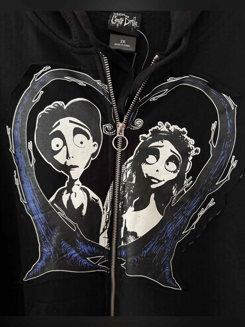 Hot Topic Corpse Bride Heart Stripes Girls Twofer Hoodie - Picture 3 of 8